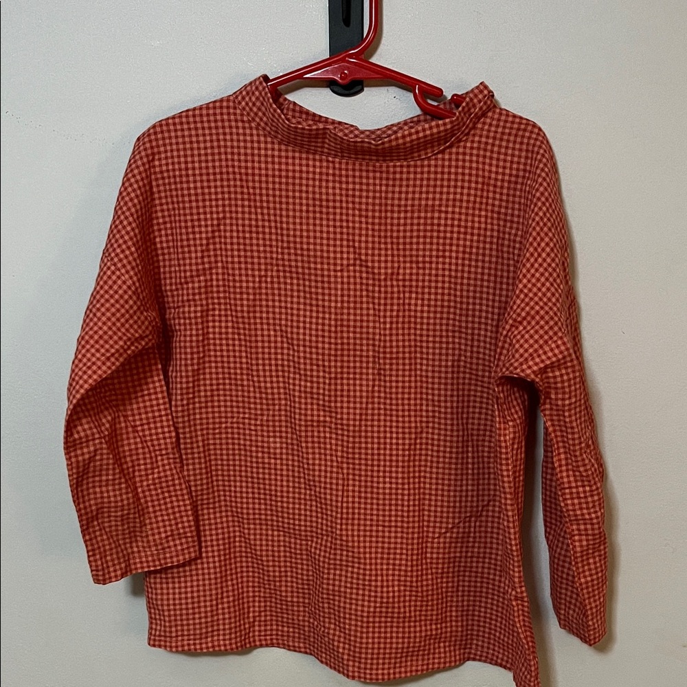 Red Gingham Long Sleeve Top by Mabo 100% Organic Cotton